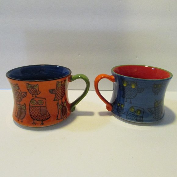 set of 4 stacking colorful owl mugs Pier 1 coffee cups - Picture 9 of 9